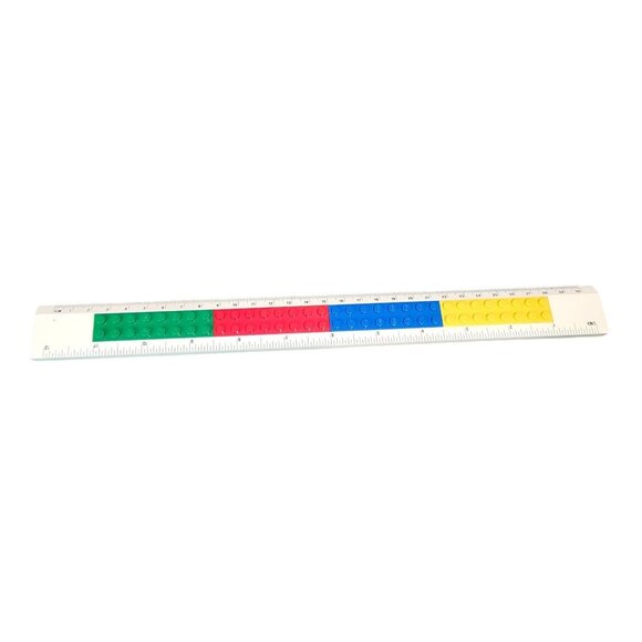 LEGO Ruler Colorful Brick Design 12 Inches White Multi-Color Buildable 2013 - Picture 1 of 8